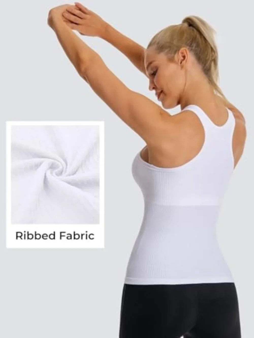 Ribbed Workout Tank Top for Women with Built-In Bra | Activewear & Fitness Top